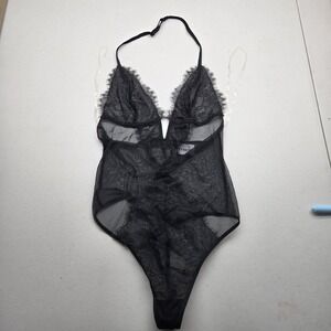 Victoria's Secret Women Bodysuit XS Black Lingerie Teddy Unlined NWT